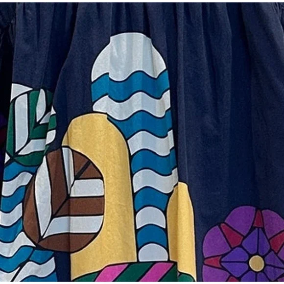 Carolina K Retro Mod Muumuu Midi Dress XS Artsy Kaftan Vacation Designer $425 - Picture 13 of 13